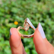 Half Bezel Set 3 CT Marquise Cut Moissanite Engagement Ring 14K Gold Open Bypass Ring Unique Wedding Ring Modern Marquise Solitaire Ring